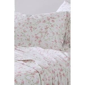 shabby chic Floral Ella Pink flat sheet full + 1 Standard case ruffles Cottage